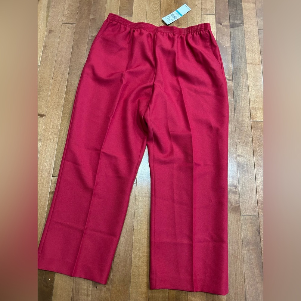 Alfred Dunner Women's Vibrant Red Straight Leg Pants